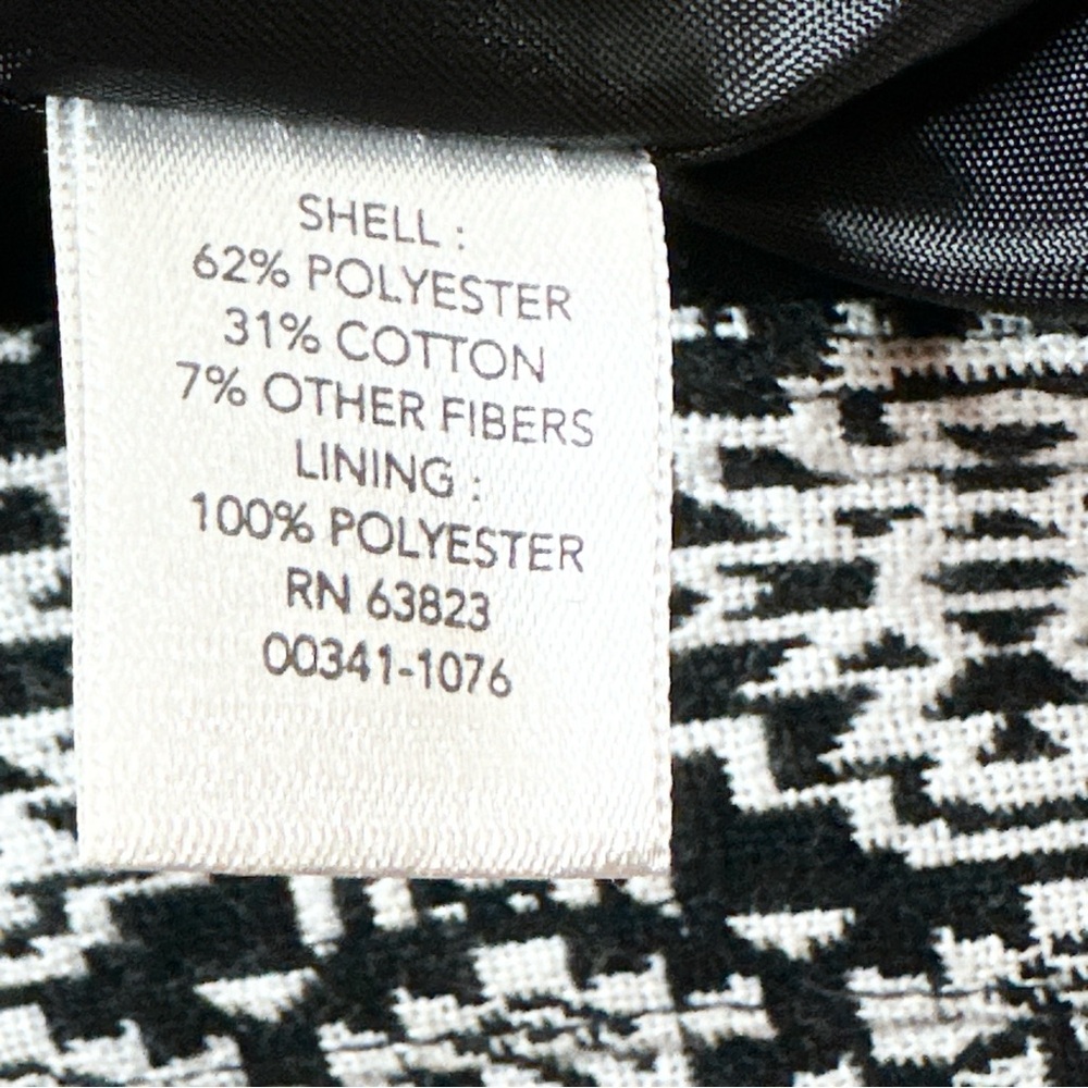 Christopher & Banks Tapestry Lined Open Jacket P/XL Black White - Picture 6 of 7